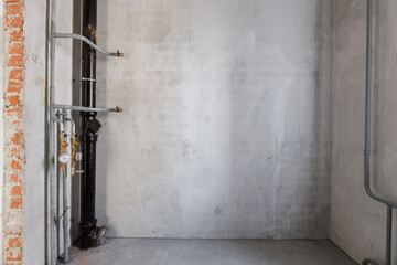 interior of the apartment without decoration in gray colors