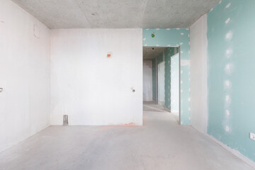 interior of the apartment without decoration in gray colors