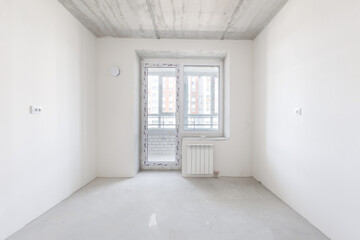 interior of the apartment without decoration in gray colors