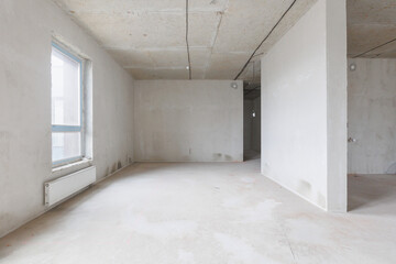 interior of the apartment without decoration in gray colors