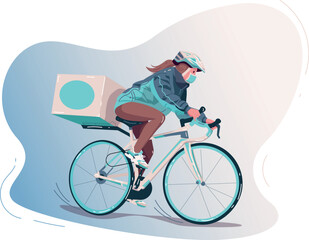 Delivery girl going to deliver courier