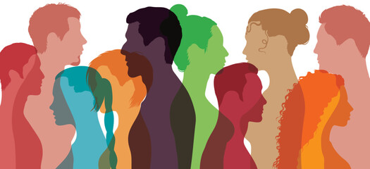 People of diverse cultures, ethnicities, and races. Racial equality, antiracism, and friendship in a flat cartoon.