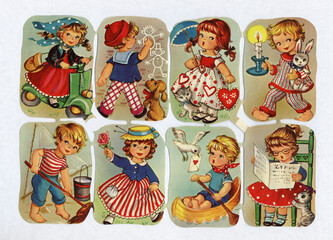 Vintage cute children illustration