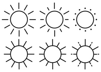 Sun icons. Shine sun ray set. Vector illustration.