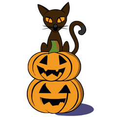 Halloween cat and pumpkin