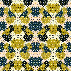 Creative labyrinth mosaic seamless pattern. Geometric maze wallpaper. Plus sign background