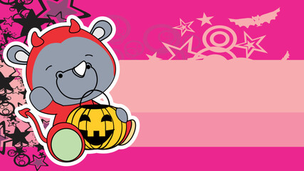 chibi halloween rhino evil costume character cartoon background illustration in vector format © MARCO HAYASHI