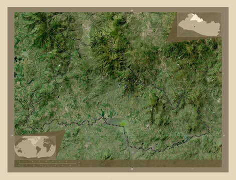 Chalatenango, El Salvador. High-res satellite. Major cities
