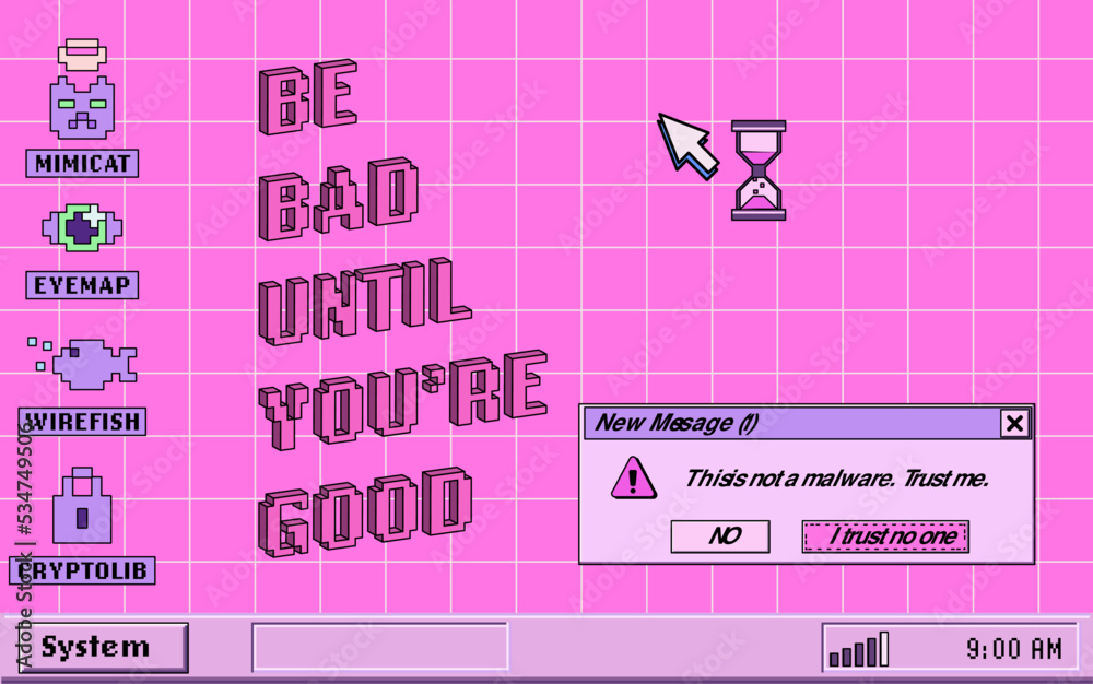 Aufkleber Collage of retro user interface and icons in pastel pink colors. Vaporwave style illustration for the programming and DevOps subjects.