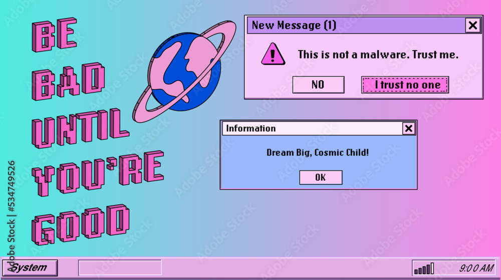 Aufkleber collage of retro user interface and icons in pastel pink colors. vaporwave style illustration for th