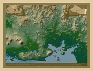 La Union, El Salvador. Physical. Labelled points of cities