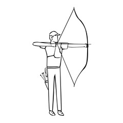 Vector illustration of hand drawn a archer action shooting. Sport concept