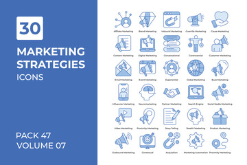Marketing strategies icons collection.