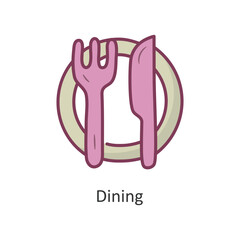 Dining Vector Filled outline Icon Design illustration. Travel Symbol on White background EPS 10 File