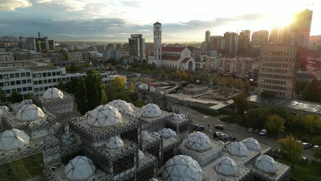 Prizren Old Town Aerial View. Popular Tourist Destination in Kosovo. Historic and touristic city located in Prizren. Balkans. Europe. 