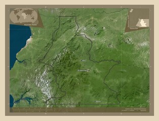 Centro Sur, Equatorial Guinea. High-res satellite. Labelled points of cities