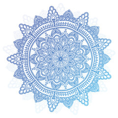 Decorative blue mandala on white background