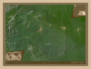 Wele-Nzas, Equatorial Guinea. Low-res satellite. Labelled points of cities