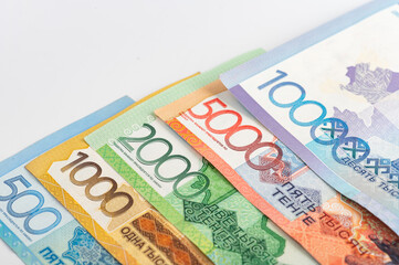 Obraz premium Kazakhstan money - tenge. 500, 1000, 2000, 5000, 10000 banknotes.