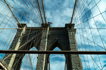  Brooklyn Bridge at midday from the Manhattan side of the bridge going to the Brooklyn Bridge