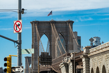  Brooklyn Bridge at midday from the Manhattan side of the bridge going to the Brooklyn Bridge
