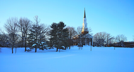 View of a chappel on a University College campus in the state of Maryland (college Park, shot from route 1)