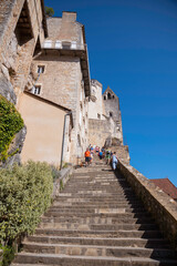 Fototapeta na wymiar people on the stais of rocamadour in france