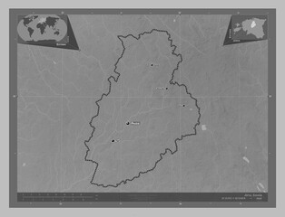 Jarva, Estonia. Grayscale. Labelled points of cities