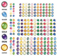 PNG transparent solid and translucent gems collection, color gemstones and birthstones precious stones big set - obrazy, fototapety, plakaty