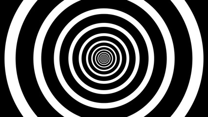 hypnotic black and white background. geometric shapes. Abstract , seamless loop animation of circles, stripes. hypnotic image visualization. optical illusion. High quality photo
