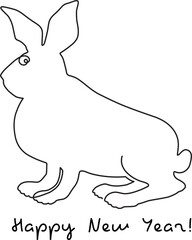 Obraz premium Crazy Bunny Chinese New Year. The rabbit is the symbol of the Chinese horoscope. Continuous line drawing. Vector illustration.