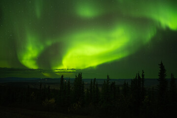Fototapeta na wymiar aurora over the river - Cleary summit (Alaska)