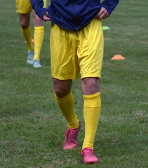 Fototapeta premium le joueur de football sur le terrain à l'échauffement