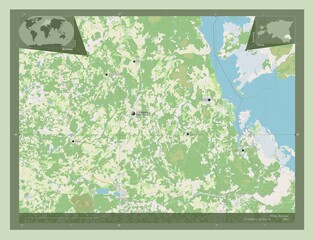 Polva, Estonia. OSM. Labelled points of cities