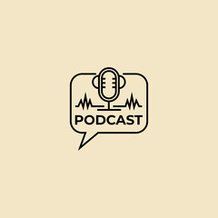 Podcast or Radio Logo design using Microphone and Headphone icon