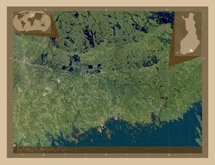 Kymenlaakso, Finland. Low-res satellite. Major cities