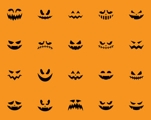 set of scary face icons, halloween, evil face