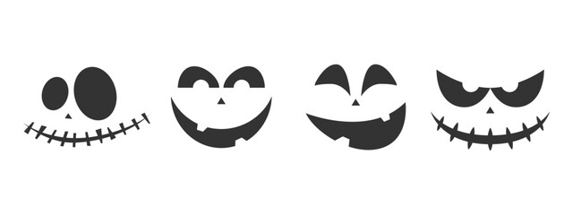 set of scary face icons, halloween, evil face