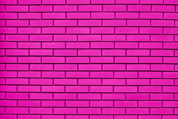 Fototapeta na wymiar Bright purple brick wall texture. Brickwork magenta background