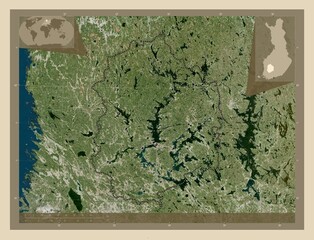 Pirkanmaa, Finland. High-res satellite. Major cities