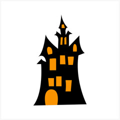 halloween castle with bats and moon