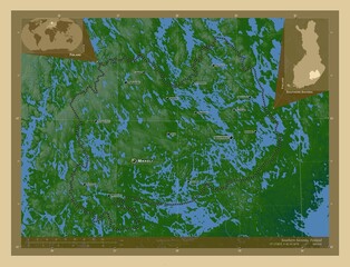 Southern Savonia, Finland. Physical. Labelled points of cities