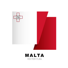 Colorful maltese flag logo. Flag of Malta. Vector illustration isolated on white background.
