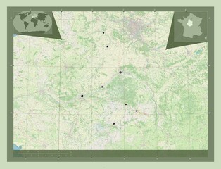 Centre-Val de Loire, France. OSM. Major cities