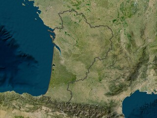Nouvelle-Aquitaine, France. Low-res satellite. No legend