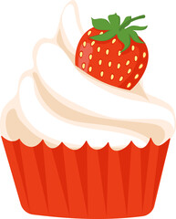 cupcake with strawberry on top
