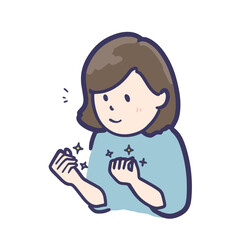 ネイルケアをして指先がピカピカの女性のイラスト