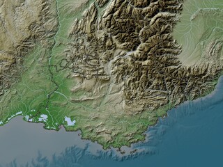 Provence-Alpes-Cote d'Azur, France. No legend