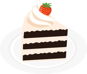 dessert chocolate cake with cream and strawberry