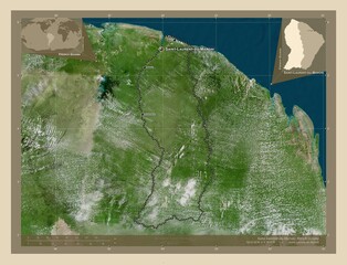 Saint-Laurent-du-Maroni, French Guiana. High-res satellite. Labelled points of cities